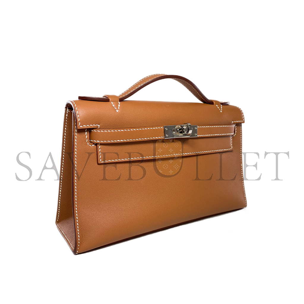 H**mes kelly pochette gold swift palladium hardware (22*14*7cm)